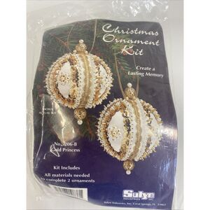 Vtg Sulyn Bead and Sequin Pushpin Christmas Ornament Kit 206-B GOLD PRINCESS NOS